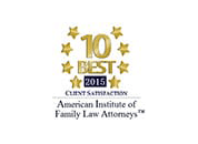 Rated among the 10 best in 2015 in client satisfaction by the American Institute of Family Law Attorneys